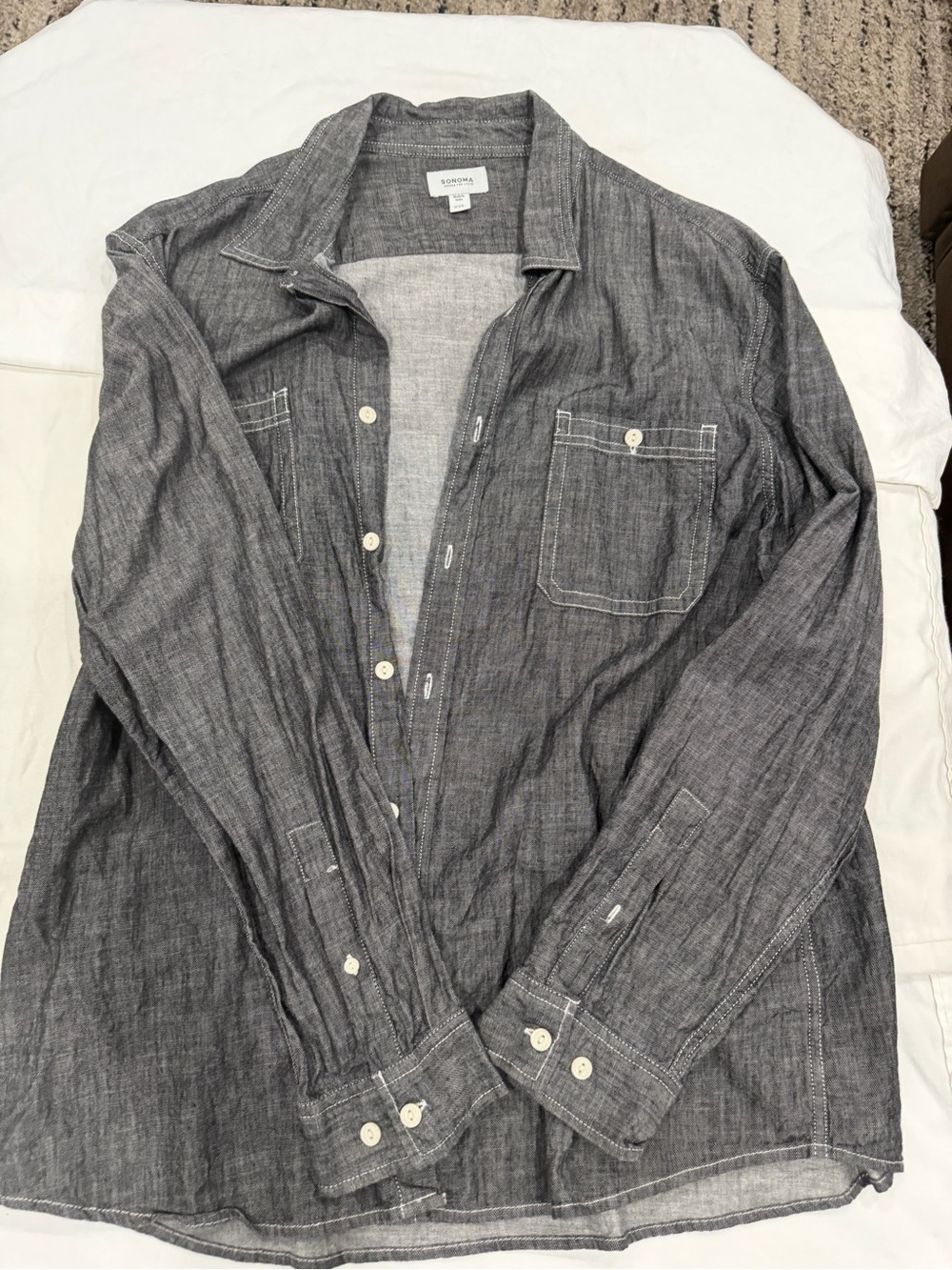 Sonoma Gray Lightweight Chambray Shirt Jacket